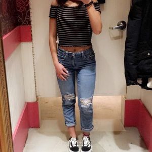 NWOT off the shoulder stripped top